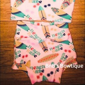 Beach babe bummies, halter top, and headwrap